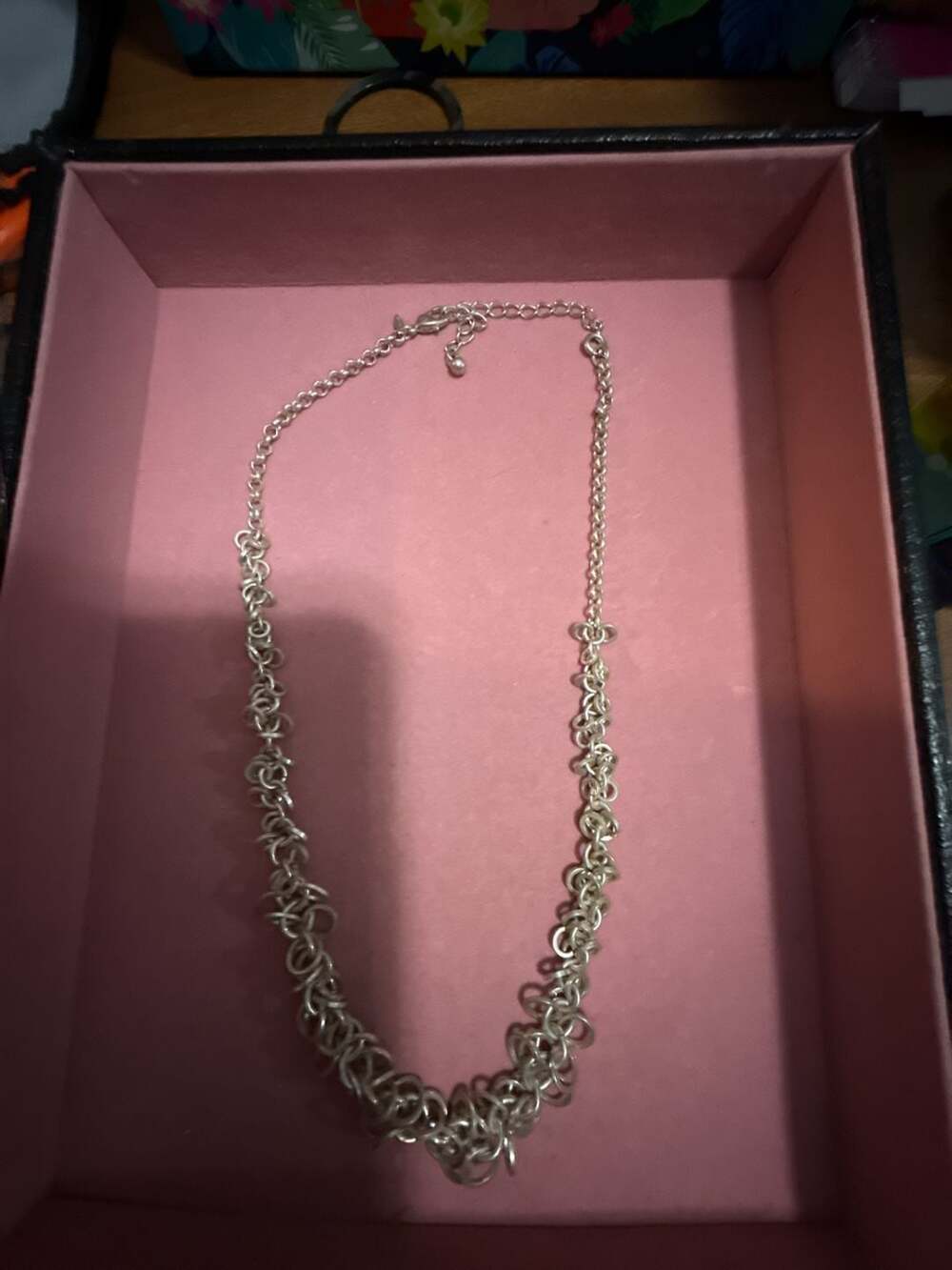 Avon Silver Tone Multi Loop Rings Cluster Necklace